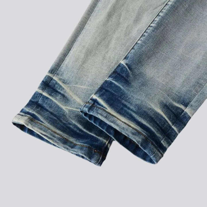 Black patch knees men's skinny jeans