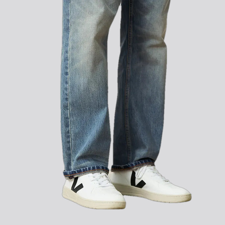 Dark faded street style men's jeans