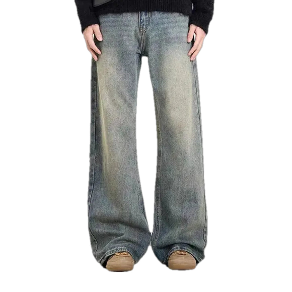 Washed Out Medium Fit Men's Jeans - Blue