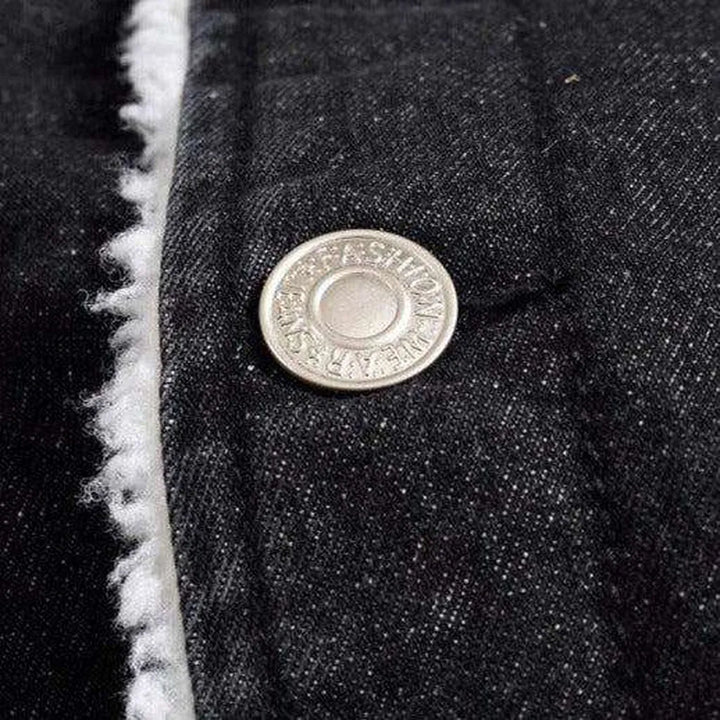 Black winter men's denim jacket